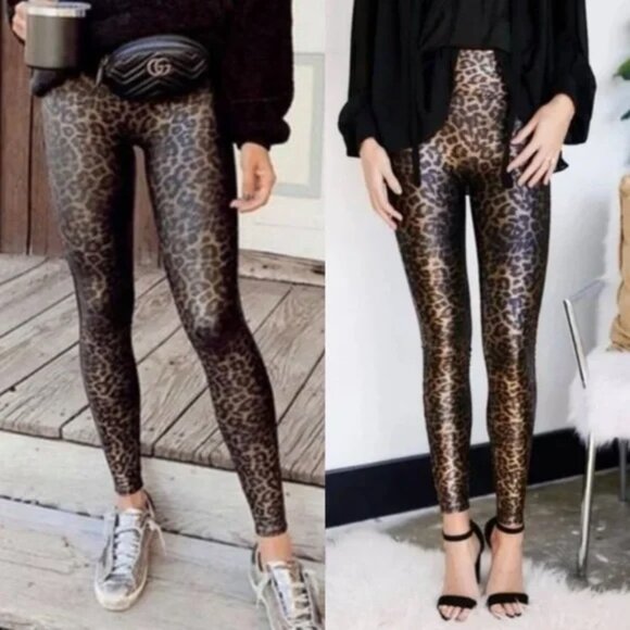 NWOT SPANX Faux Leather Animal Print Legging Spring Casual Party Date Night Pant
